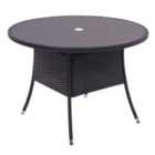 Livingandhome 105cm Patio Garden Round Rattan Glass Dining Table - Black