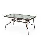 Livingandhome 150cm Garden Tempered Glass Table With Umbrella Hole - Brown