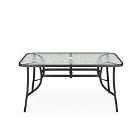 Livingandhome 150cm Garden Tempered Glass Table With Umbrella Hole - Black