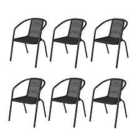 Livingandhome Set of 6 Garden Patio Stacking Chairs - Black