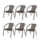 Livingandhome Set of 6 Garden Patio Stacking Chairs - Brown