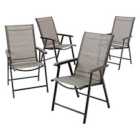 Livingandhome Set of 4 Garden Folding Chair - Brown