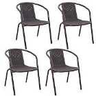 Livingandhome Set of 4 Garden Patio Stacking Chairs - Brown