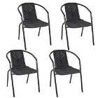Livingandhome Set of 4 Garden Patio Stacking Chairs - Black