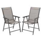 Livingandhome Set of 2 Garden Folding Chair - Brown