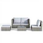 Livingandhome 5 Piece Rattan Garden Patio Furniture Set With Cushion - Grey
