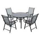 Livingandhome 5pc Garden Furniture Set Glass Table And 4 Folding Chairs