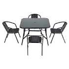 Livingandhome 5pc Garden Furniture Set Glass Table And 4 Stacking Chairs