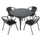 Livingandhome 5pc Garden Furniture Set Glass Table And 4 Stacking Chairs