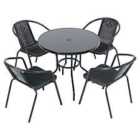 Livingandhome 5pc Garden Dining Set 1 Table 4 Chairs