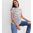 Maternity White Stripe Short Sleeve T-Shirt