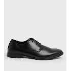 Black Leather-Look Derby Shoes