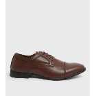Dark Brown Leather-Look Oxford Shoes