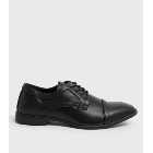 Black Leather-Look Oxford Shoes
