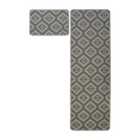 Aztec Runner & Doormat Grey 57X230Cm & 57X40Cm