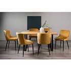 Rimi Rustic Oak Effect Melamine 6 Seater Dining Table With U Leg & 6 Cezanne Mustard Velvet Fabric Chairs With Black Legs