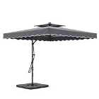 Living and Home 2.5M Square Cantilever Parasol with Large Base - Dark Grey
