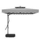 Living and Home 2.5M Square Cantilever Parasol with Base - Light Grey