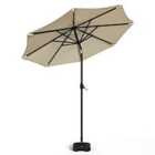 Living and Home 3M Garden Parasol Sun Umbrella with 24 LED Lights - Beige
