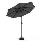 Living and Home 3M Garden Parasol Sun Umbrella with 24 LED Lights - Dark Grey