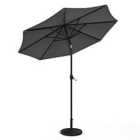 Living and Home 3M Garden Parasol Sun Umbrella with 24 LED Lights and Base - Dark Grey