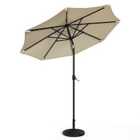 Living and Home 3M Garden Parasol Sun Umbrella with 24 LED Lights and Base - Beige