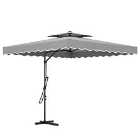 Living and Home 2.5M Square Cantilever Parasol w/Base - Grey