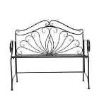 Living and Home Foldable Garden Bench 2 Seater Cast Iron Bench - Black