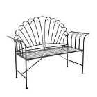 Living and Home 2 Seater Garden Benches Outdoor Iron Bench - Black