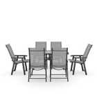 Living and Home 7Pc Garden Dining Furniture 120cm Table w/ 6 Folding Chairs - Black