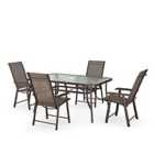 Living and Home 150cm Glass Table & 4 Folding Chairs - Brown