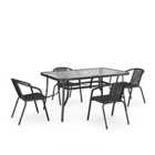 Living and Home 5pc 150cm Glass Table Set - Black