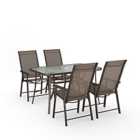 Living and Home 5pc 120cm Glass Table w/ 4 Chairs - Brown