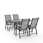 Living and Home 5Pc Garden Furniture Set 120cm Glass Table w/ 4 Folding Chairs - Black