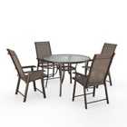 Living and Home 5pc Outdoor Set Glass Table, 4 Chairs Brown