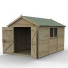 Forest Garden Timberdale T&G Pressure Treated 12x8 Apex Shed - Double Door