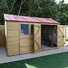Forest Garden Timberdale T&G Pressure Treated 12x8 Reverse Apex Shed - Double Door