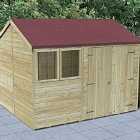 Forest Garden Timberdale T&G Pressure Treated 10x8 Reverese Apex Shed - Double Door