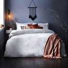 The Linen Yard Ghost Tufted Double Duvet Cover Set Cotton White