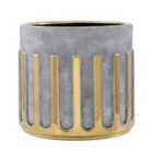 Small Ceramic Planter - Grey/Gold Base