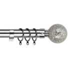 28mm Mosaic Metal Curtain Pole Set 70-120cm Chrome Finish with Rings, Finials, Brackets & Fittings