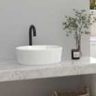 White Round Ceramic Inner Hexagon Bathroom Counter Top Basin Dia 405 mm