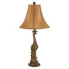 Premier Housewares Peacock Table Lamp in Bronze Finish with Beige Shade