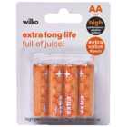 Wilko Extra Long Life AA LR6 8 Pack 1.5V Alkaline Batteries