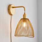 Elements Jaula Rattan Easy Fit Plug In Wall Light
