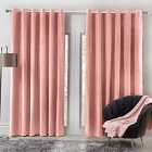 Sienna Capri Supersoft Velvet Eyelet Lined Curtains - Blush Pink 90" X 90"