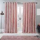 Sienna Crushed Velvet Curtains Pair Of Eyelet Ring Top Fully Lined Ready Made Blush Pink 66" Wide X 90" Drop