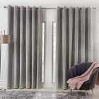 Sienna Capri Supersoft Velvet Eyelet Lined Curtains - Silver Grey 66" X 90"