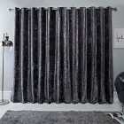 Sienna Pair Crushed Velvet Curtains Fully Lined Eyelet Charcoal Dark Grey 66" Wide X 90" Drop