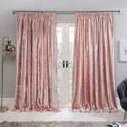 Sienna Crushed Velvet Pair Of Pencil Pleat Curtains Blush - 66" X 90"